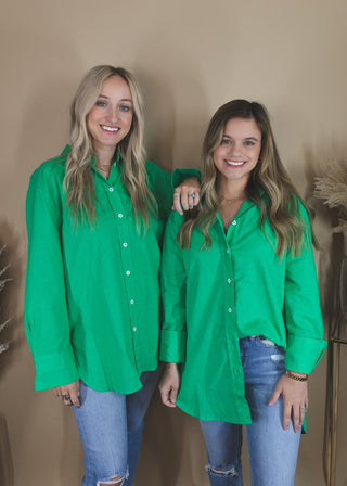 Run Your Way Button Up- Kelly Green