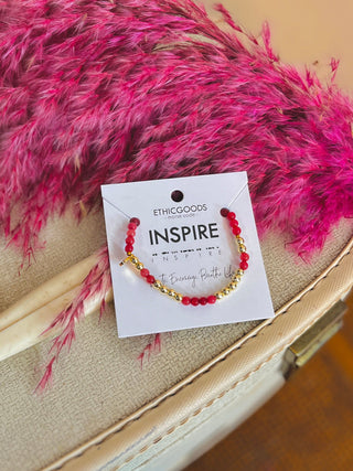 Morris Code Bracelet- Inspire- Pink Aventurine
