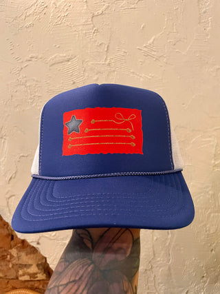 Bow flag Trucker Hat-blue