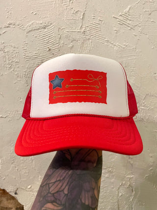 Bow flag Trucker Hat-red