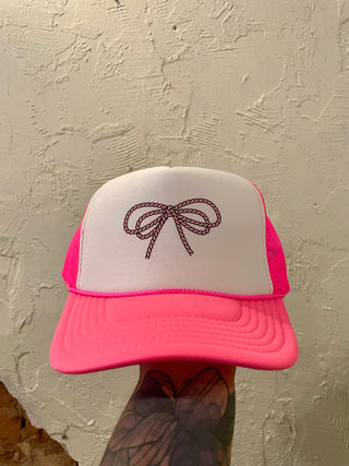 Bow Trucker Hat- pink