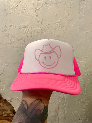 Cowboy smile Trucker Hat- pink