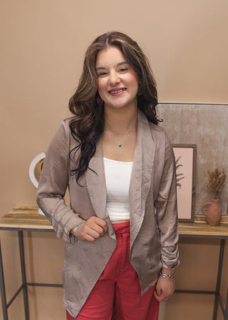 Out for The Day Blazer- Taupe