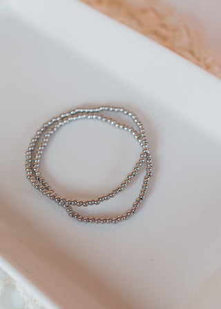Marleigh Beaded Bracelet Set-Silver