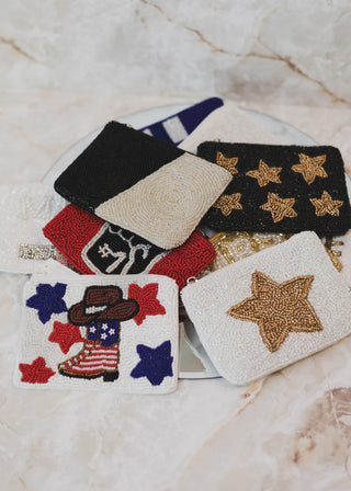 Small Beaded Coin Pouch-Foam Finger