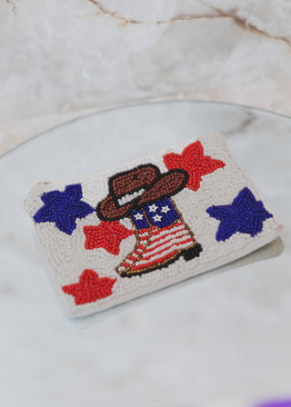 Small Beaded Coin Pouch-USA Cowboy