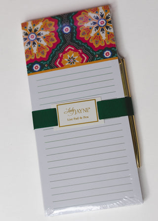 Magnetic List Pad with Pen- Floral Abstract