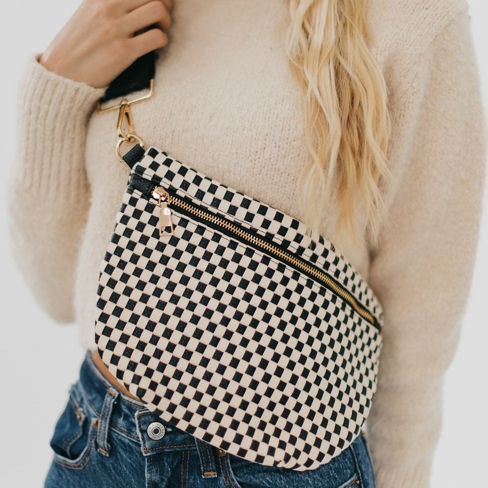 Westlyn Woven Bum Bag- Black Check – Frenzy of Harrison Westlyn Woven Bum Bag- Black Check – Frenzy of Harrison