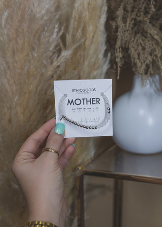 Morris Code Bracelet Silver- Mother-Cloudy Glass