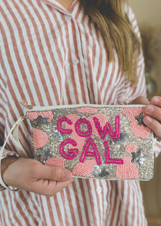 Large Beaded Coin Pouch-Cow Gal