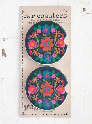 Car Coasters- Folk Flower