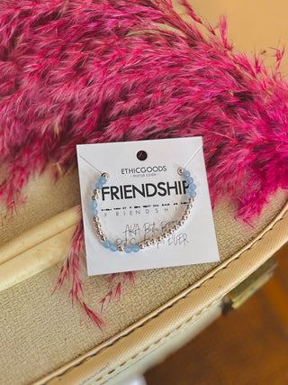 Morris Code Bracelet Silver- Friendship-Cloudy Blue
