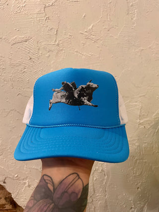 Bull riding Trucker Hat- blue