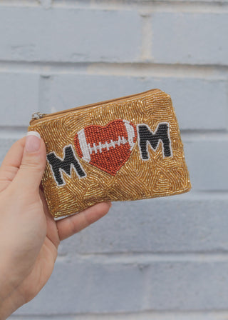 Small Beaded Coin Pouch-Football Mom
