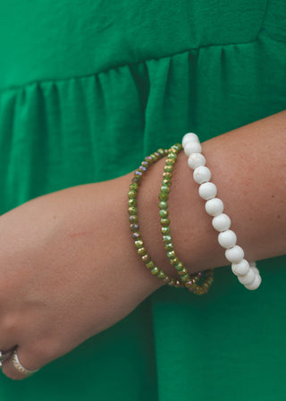 Game Day Bracelet Set- Green + White