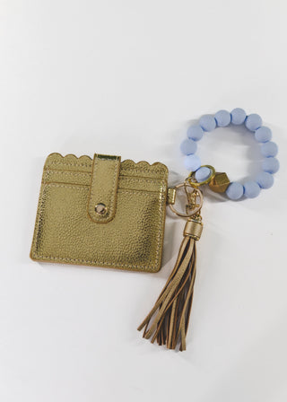 Boho Chic Wristband with Wallet- Blue