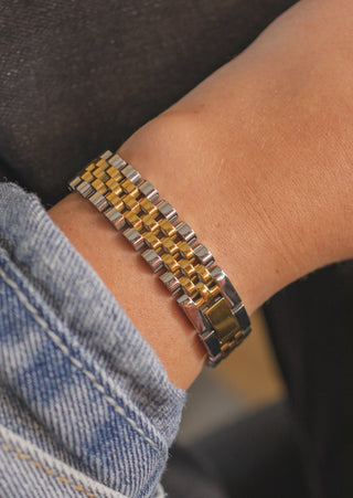 Thick Watch Band Bracelet-Two Tone