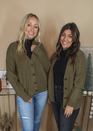 For a Fun Weekend Cardigan- Olive