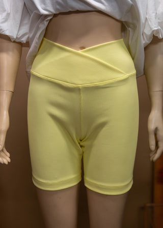 Straight and Narrow Biker Shorts- Lemon Cream