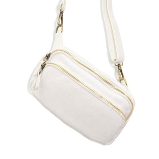 Kylie Double Zip Sling Belt Bag- White
