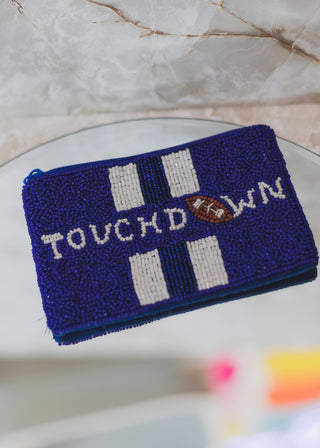 Small Beaded Coin Pouch-Blue Touchdown
