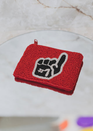 Small Beaded Coin Pouch-Foam Finger