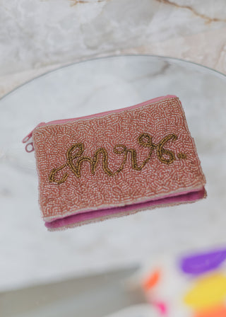 Small Beaded Coin Pouch-Mrs. Pink