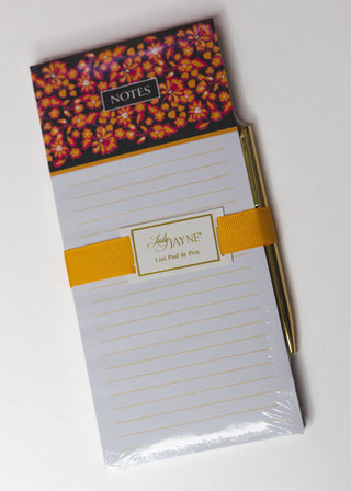 Magnetic List Pad with Pen- Flower Patch