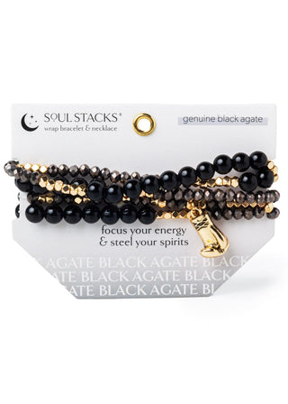 Bracelet/Necklace Wrap- Black Agate